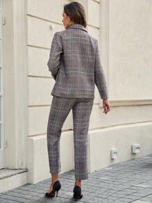 SHEIN Privé Conjunto De Traje A Cuadros Para Mujer - Multicolor - Ver 2