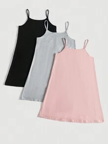 SHEIN LUNE 3pcs Chất rắn Cami ngọn - Nhiều màu - Xem 2