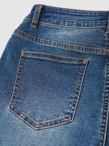 SHEIN ICON Women's Cargo Pocket Flare Jeans - Blue - View 9