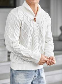 GENTILAND Men Cable Knit Sweater - White - View 4
