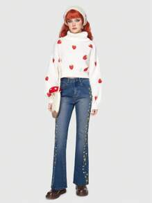 ROMWE Kawaii Suéter Con Estampado De Fresa Para Mujer - Multicolor - Ver 1