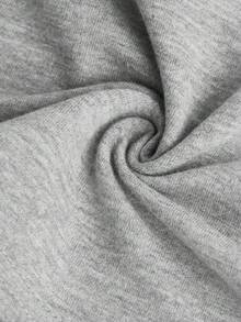 SHEIN Tween Girl Drop Shoulder Super Crop Drawstring Sweatshirt - Light Grey - View 3