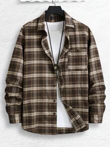 Manfinity Hypemode 男士格子襯衫 - 棕色 - 查看 5