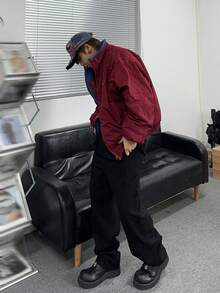 Manfinity Hypemode Loose Fit Men's Slant Pocket Straight Leg Jeans - Black - View 6