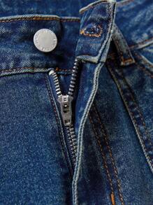 SHEIN ICON Women's Cargo Pocket Flare Jeans - Blue - View 7