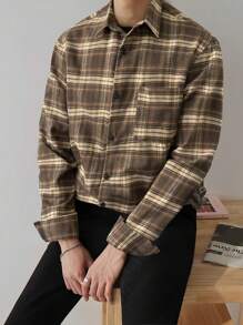 Manfinity Hypemode 男士格子襯衫 - 棕色 - 查看 1