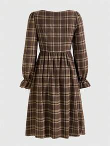 ROMWE Fairycore Vestido para mujeres de cuadros - Multicolor - Ver 4