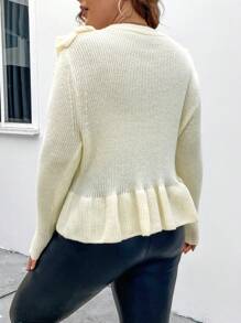Celure Plus Ruffle Trim Sweater