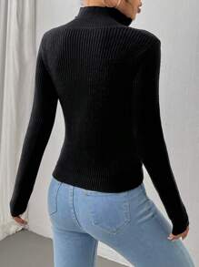 SHEIN Unity Của phụ nữ Áo len Mở Áo len - màu đen - Xem 2