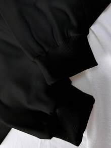 Sudadera Con Cuello Redondo Y Código De Tamaño En Negro - Negro - Ver 3