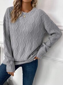 EMERY ROSE Women's Diamond Knit Long Sweater - Grey - View 6