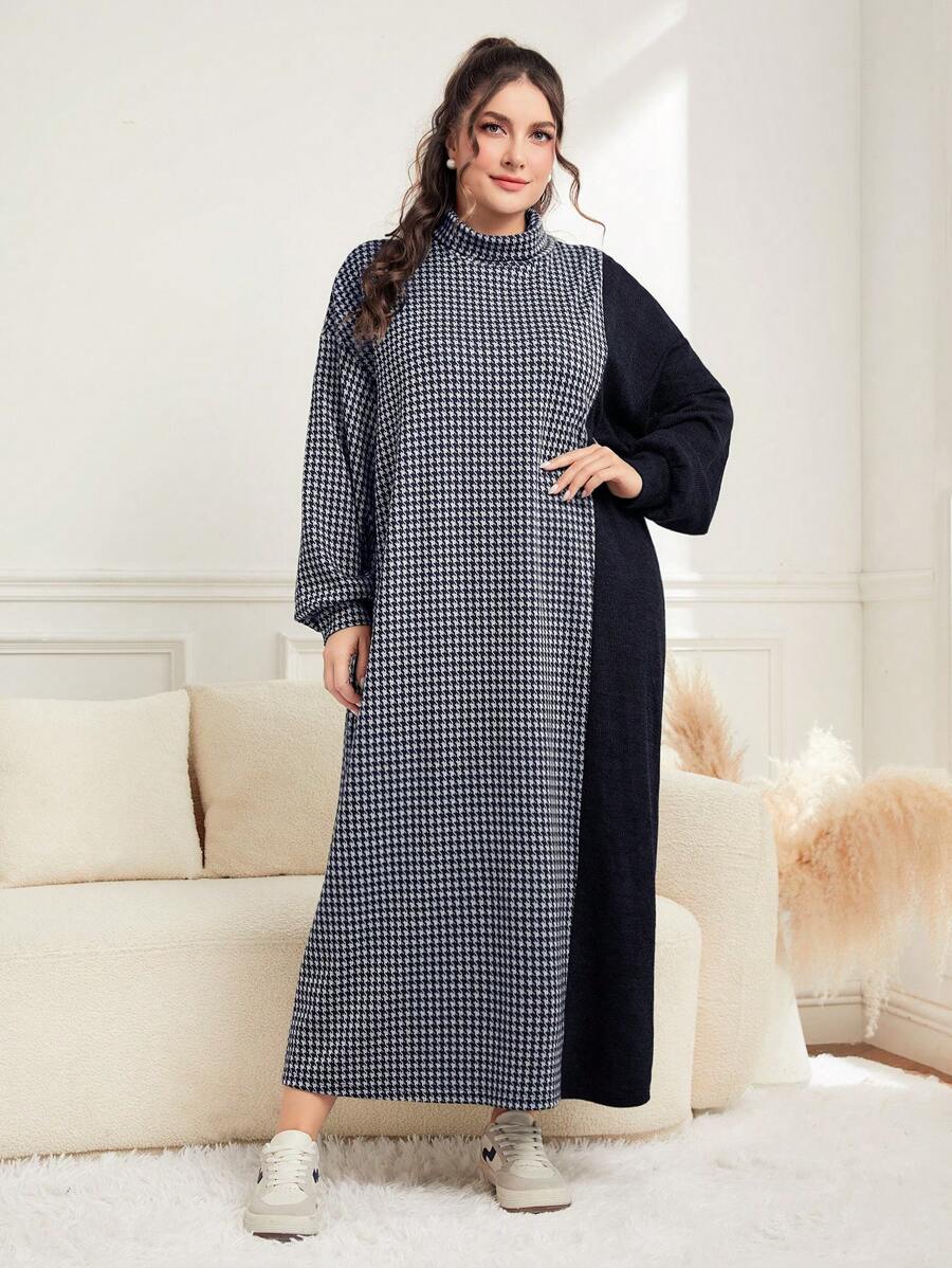 Mulvari Hơn In Houndstooth Thả vai Đầm - Nhiều màu - Xem 1