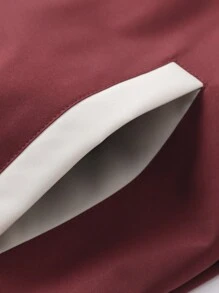 Manfinity Hypemode Chaqueta De Béisbol Holgada Con Bordados De Letras Y Detalle De Rayas Para Hombres - Burdeos - Ver 7