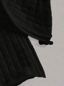 SHEIN ICON Ngắn Của phụ nữ Áo nỉ có mũ Với Thiết kế rỗng , Dây rút Và Mặt trước Dây kéo - màu đen - Xem 4