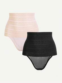 Pantalones De Modelación De Malla Y Cintura Alta Para Mujer