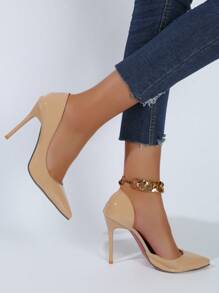 女性性感裸色尖頭高跟鞋,打開側,全部季節,完美辦公 - 杏色 - 查看 3