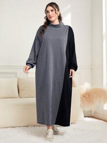 Mulvari Hơn In Houndstooth Thả vai Đầm - Nhiều màu - Xem 6
