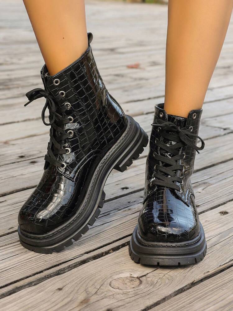 Black mock croc ankle boots store