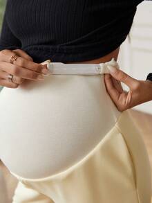 SHEIN Maternity Adjustable Wideband Waist Pants - Yellow - View 6