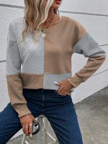 EMERY ROSE Khối màu Thả vai Áo nỉ - Màu Khaki - Xem 3