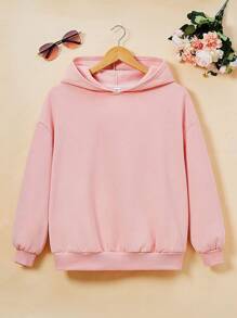 少女标语图案落肩保暖卫衣 - 淺粉色 - 查看 2