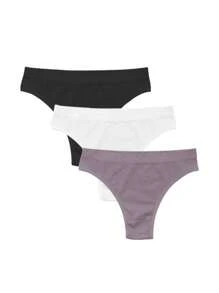 SHEIN 3 pachete de slip din tricot cu nervuri