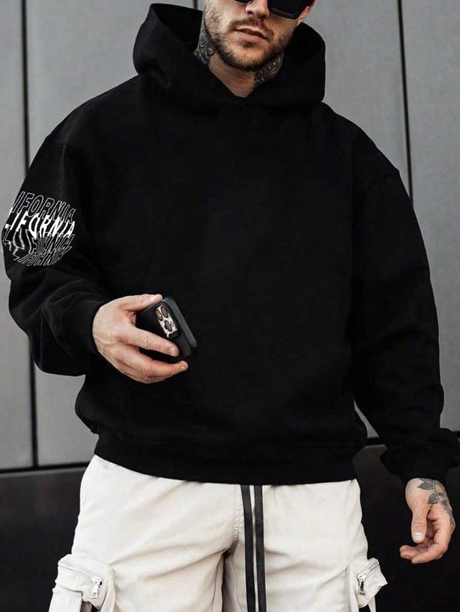 GENTILAND Nam Plus Đồ họa Chữ cái Hoodie - màu đen - Xem 1