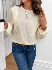 SHEIN Frenchy Của phụ nữ Lỗ khóa trở lại Vòng cổ Áo sơ mi - Màu be - Xem 1