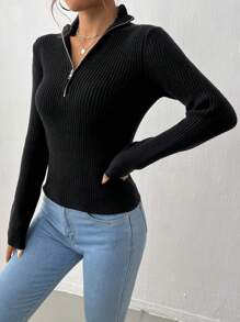 SHEIN Unity Của phụ nữ Áo len Mở Áo len - màu đen - Xem 4