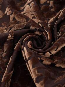 Floral Print High Waist Mesh Flare Leg Pants - Coffee Brown - View 5