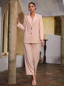 Sollinarry 1pc Suit Collar Blazer Jacket - Pink - View 4