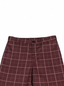 Manfinity Mode Men's Plaid Suit Pants - Burgundy - View 5