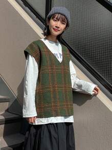 FRIFUL 女式格子V领衬衫，秋装 - 彩色 - 查看 8