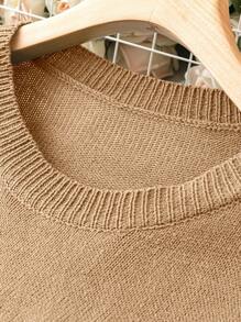 Calvaya Plus Contrast Popcorn Knit Flounce Sleeve Sweater - Khaki - View 5