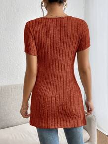 SHEIN Essnce Camiseta De Mujer - Color caoba - Ver 2