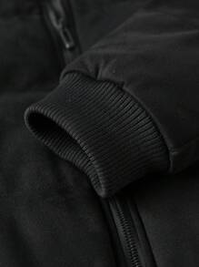 Manfinity Homme Áo khoác có dây kéo có mũ trùm đầu cho nam có dây rút - màu đen - Xem 3