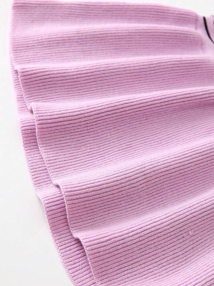 Baby Girl Ruffle Trim Flounce Sleeve Sweater Dress