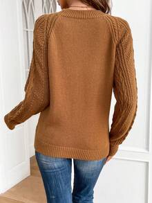 SHEIN Frenchy Cable Knit Raglan Sleeve Sweater
