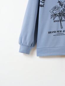 Mulvari 加大码字母花卉印花落肩抽绳卫衣 - 彩色 - 查看 3