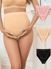 Moonlight & Mama High-Waisted Elastic Maternity Panties (Set Of 3) For Mother