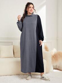 Mulvari Hơn In Houndstooth Thả vai Đầm - Nhiều màu - Xem 2