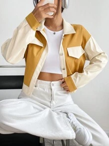 SHEIN Unity Two Tone Drop Shoulder Jacket - Multicolor - View 5