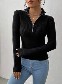 SHEIN Unity Của phụ nữ Áo len Mở Áo len - màu đen - Xem 5