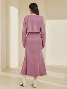 Mulvari Của phụ nữ Quần skinny Áo khoác Và Váy Bộ - Bụi hồng - Xem 2