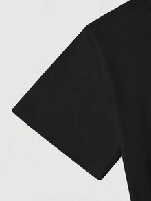 Manfinity LEGND 男士字母印花t恤和褲子兩件套裝 - 黑色 - 查看 4