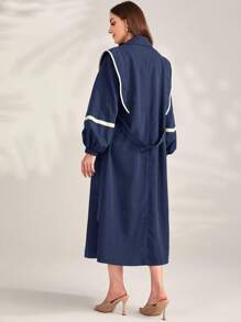 Mulvari 女士圓筒袖腰帶褲子連身衣 - 藏蓝色 - 查看 2