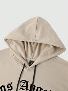 Manfinity LEGND Nam Kích thước lớn Áo nỉ có mũ Và Quần thể thao Với In thư - Màu Khaki - Xem 5