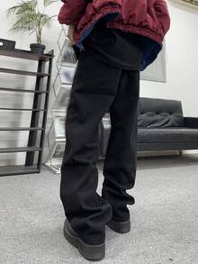 Manfinity Hypemode Loose Fit Men's Slant Pocket Straight Leg Jeans - Black - View 2