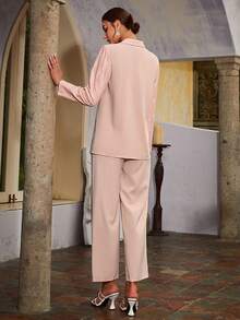 Sollinarry 1pc Suit Collar Blazer Jacket - Pink - View 2