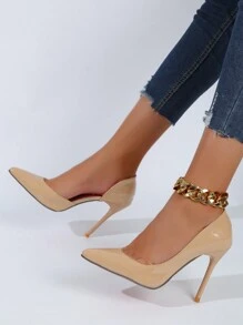 女性性感裸色尖頭高跟鞋,打開側,全部季節,完美辦公 - 杏色 - 查看 2